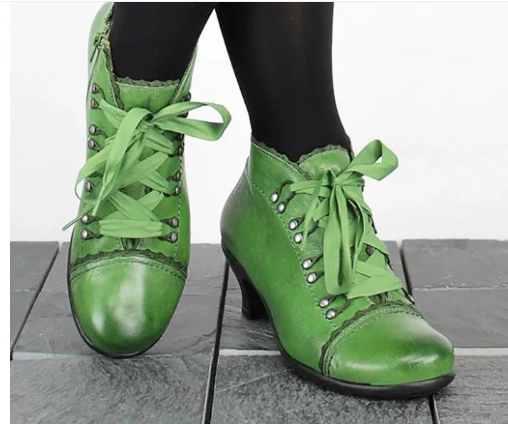 Женские ботинки на шнуровке в британском стиле полусапожки из искусственной