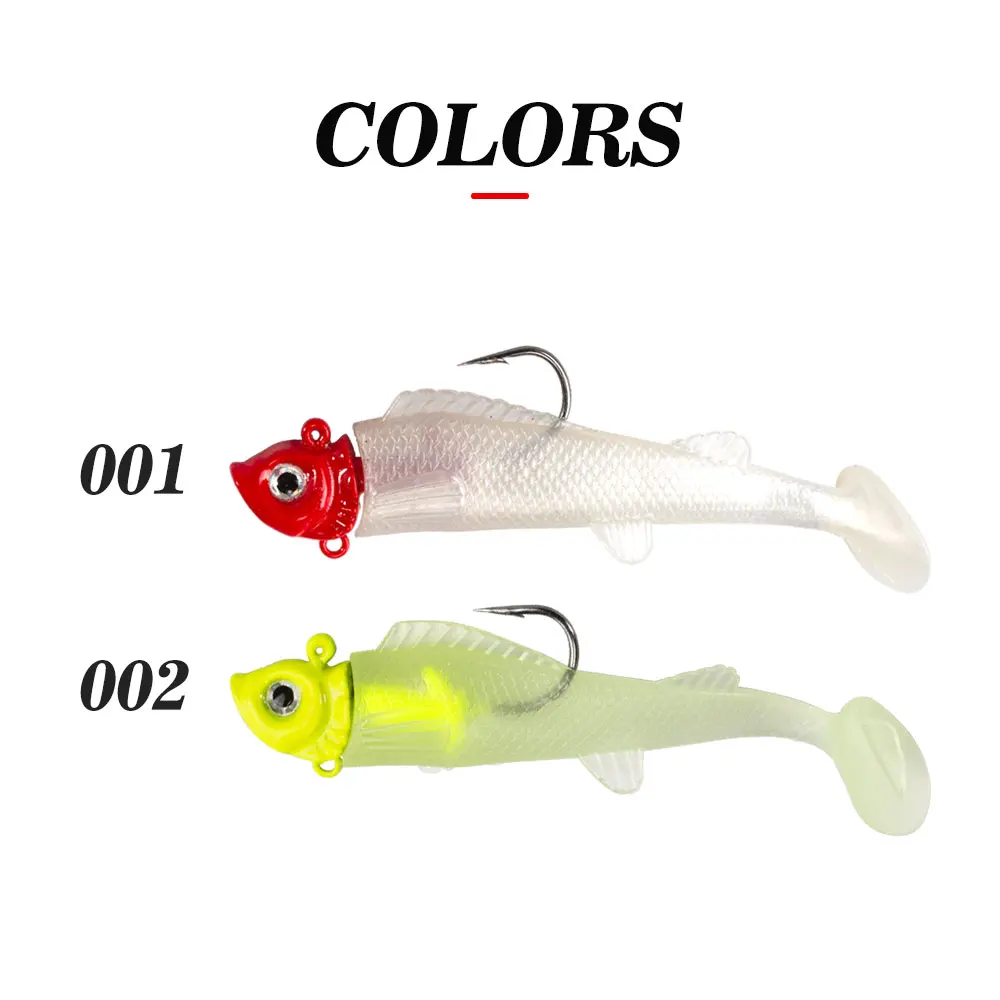 Приманка для рыбалки T-Tail с грузом и мягким хвостом, имитирующая существо, весом 9/16 грамма, с одинарной крючком для ловли морского окуня и щуки на океанском судне.