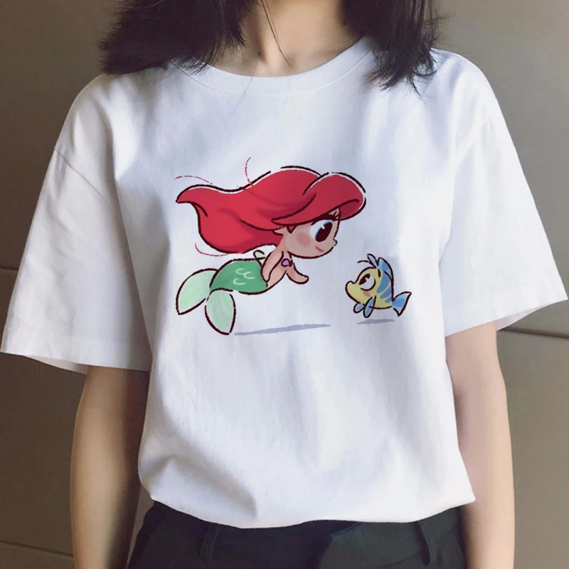 

Kawaii Disney Princess Funny Cartoon T Shirt Women Cute Anime T-shirt Korean Style Unisex Tshirt 90s Graphic Streetwear Top Tees