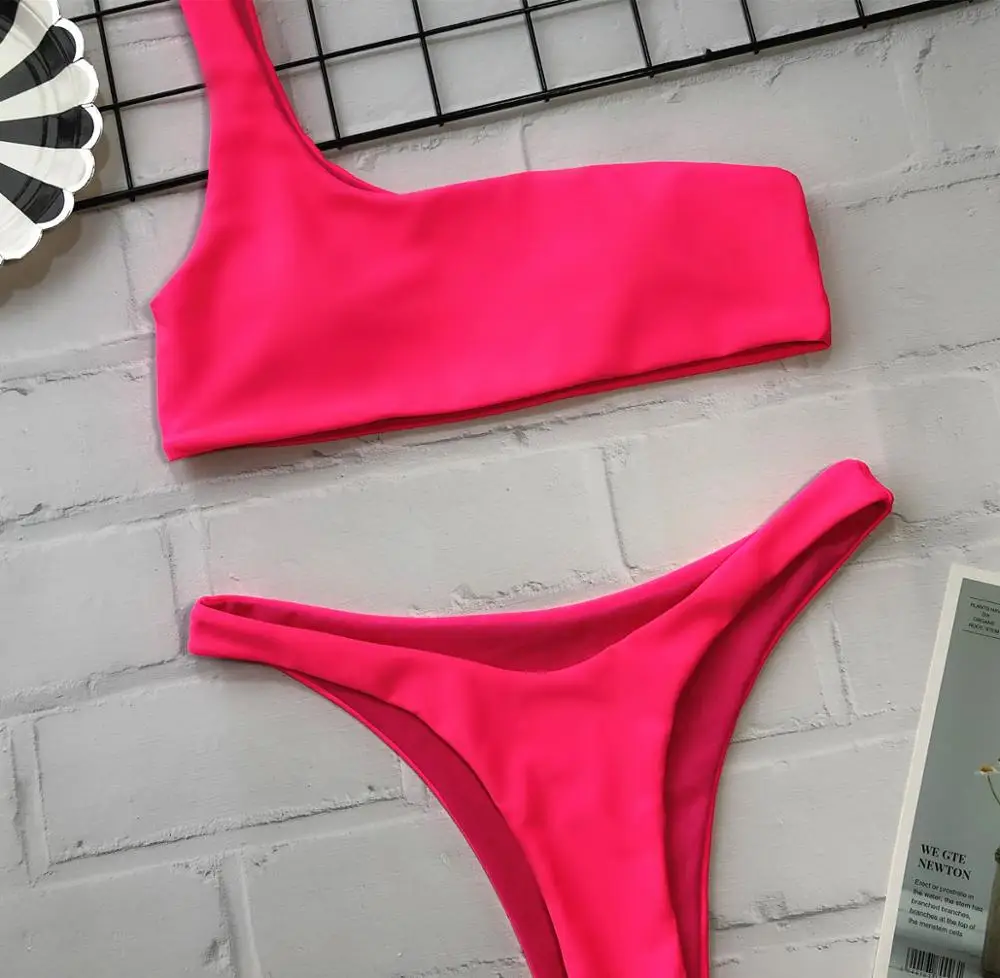 Лидер продаж 2020 AliExpress бикини на одно плечо женский купальник в европейском и