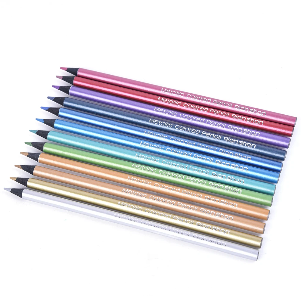 Металлические цветные карандаши 12 цветов нетоксичные деревянные предварительно