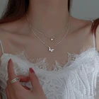Ожерелье с подвеской-бабочкой, блестящее женское колье, романтичное ожерелье с цепочкой до ключиц, ювелирный подарок