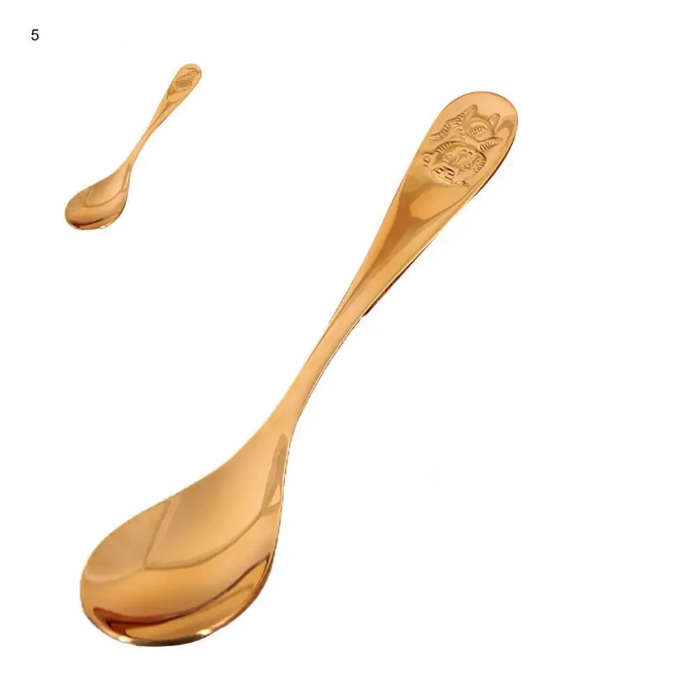 

Coffee Spoon Excellent Polished Non-stick Kids Spoon Long Handle Heat-proof Soup Spoon