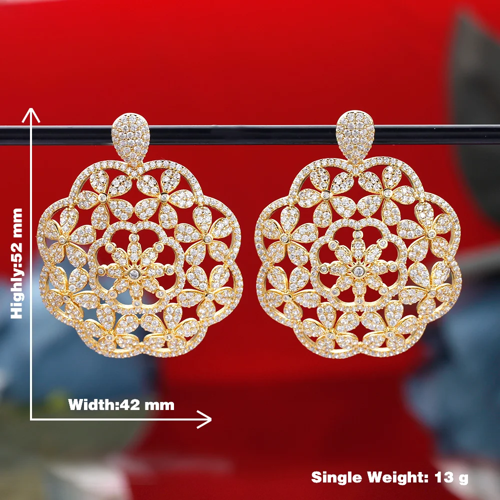 

New Arrivals Flower Shape Women Earrings Cubic Zirconia High Quality Elegant Bridal Earring Jewelry For Wedding Party