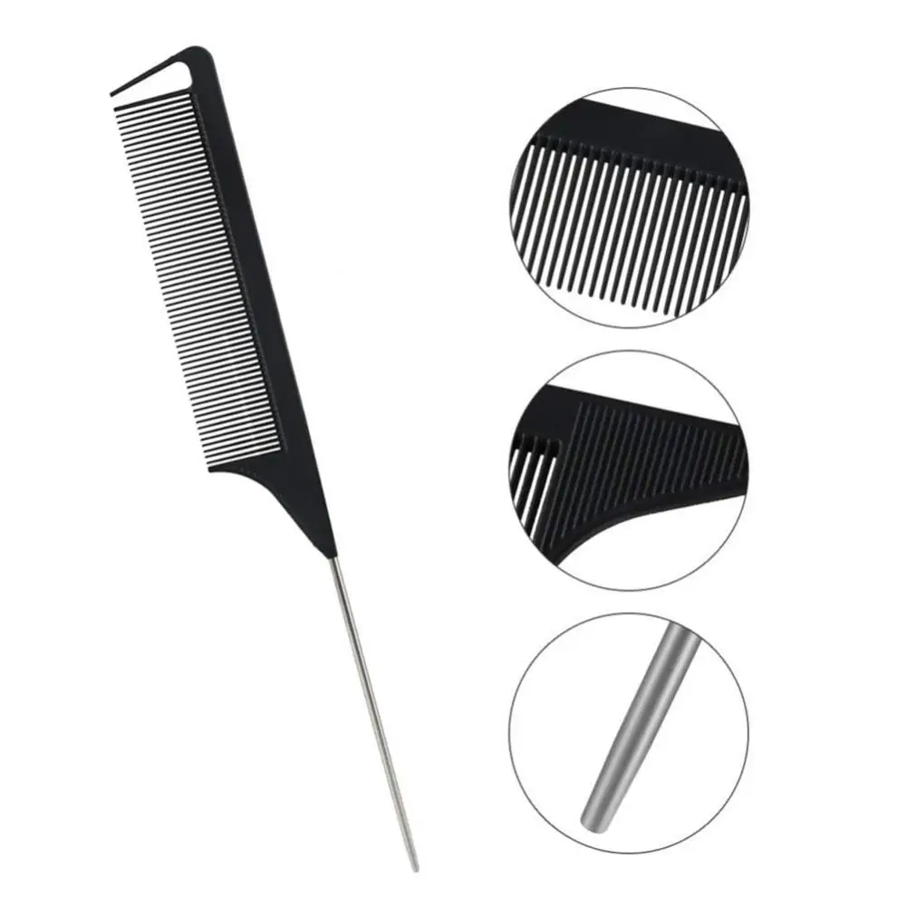 

Гребень для парикмахерских, Высокоплотный, стальная игла в форме крысиного хвоста, Антистатическая расческа, инструменты для укладки волос