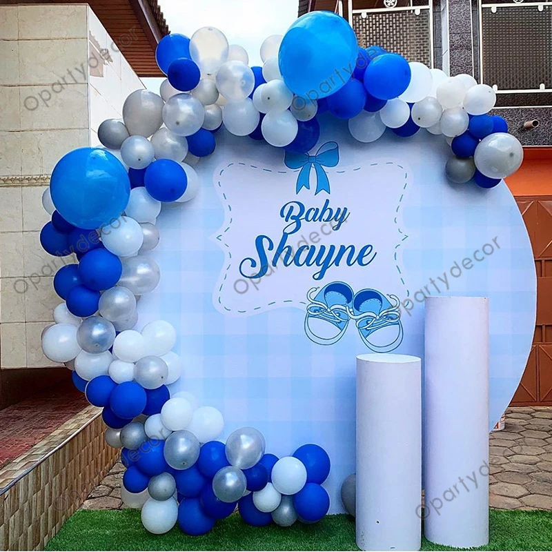 

110Pcs Metallic Gold Balloon Garland Arch Baby Shower Boy Or Girl Blue White Confetti Hellium Ballons Kit Wedding Partydecor