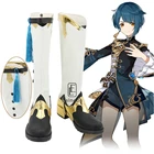 Игра Genshin воздействия Xingqiu; Обувь для костюмированной вечеринки на Хэллоуин костюм аксессуары для мужчин и женщин белые нарядные сапоги на заказ