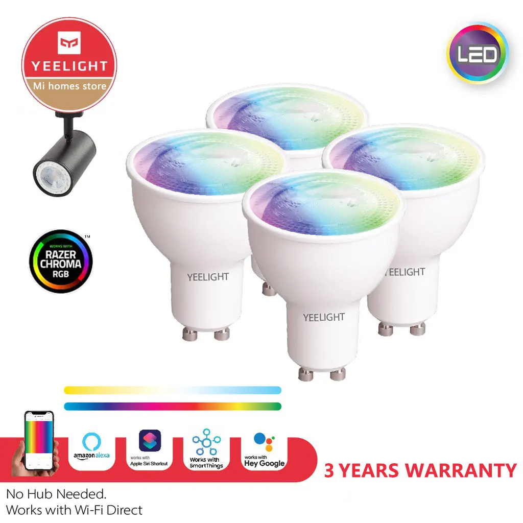 Яркая светодиодная лампочка Yeelight YLDP004-A GU10 W1 для игр музыки синхронизации