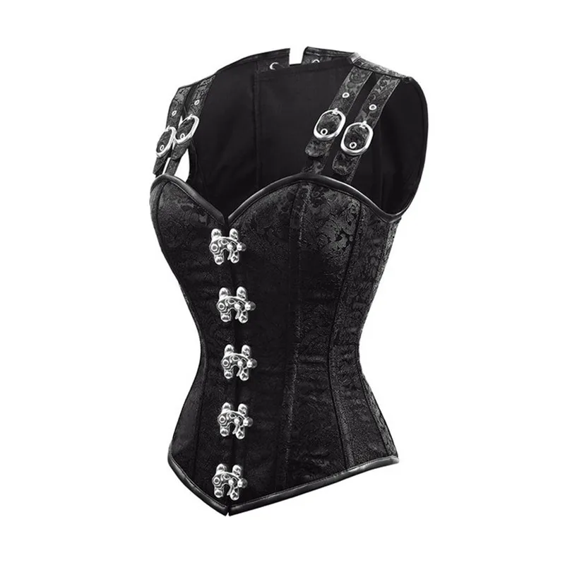 

2022 Newest Waist Corsets And Bustiers Sexy 12 Steel Bone Double Buckle Straps Lace Up Corset Fajas Fajas Reductoras