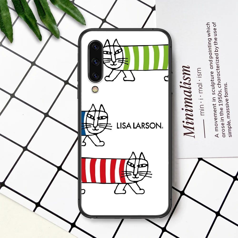 

Lisas Larson Art Cat Phone Case For Samsung Galaxy A 3 5 7 8 10 20 20E 21S 30 30S 40 50 51 70 71 black Hoesjes Tpu Coque Soft