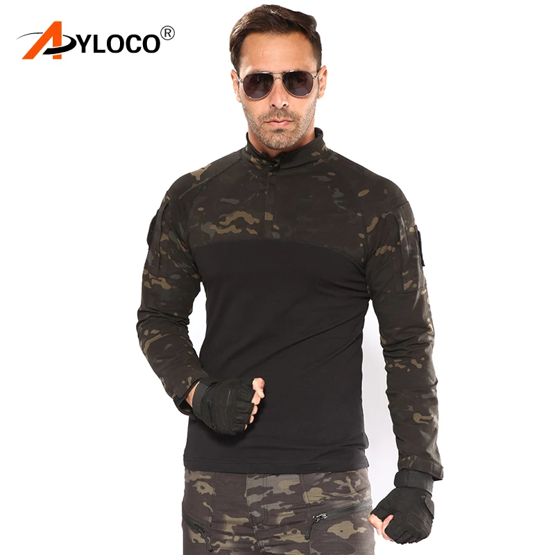 Камуфляжная армейская футболка для мужчин солдатская Боевая тактическая