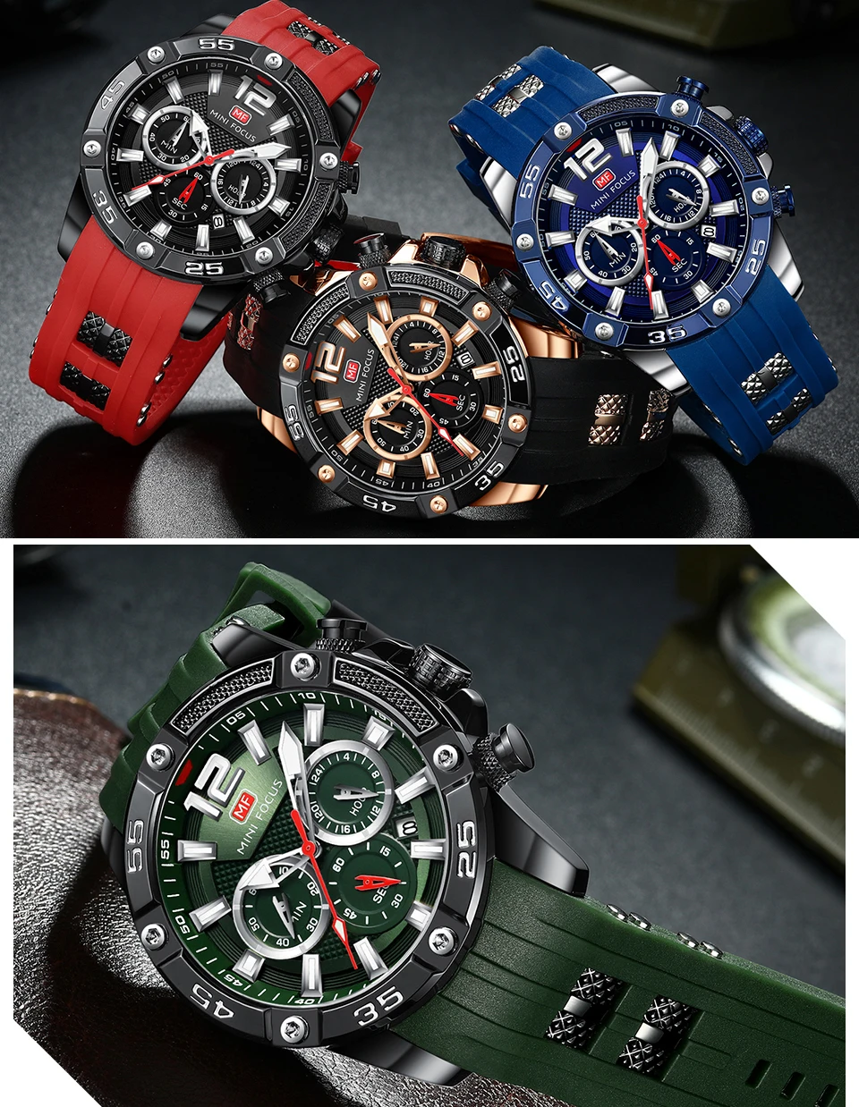 Часы наручные MINI FOCUS Мужские кварцевые брендовые Роскошные многофункциональные