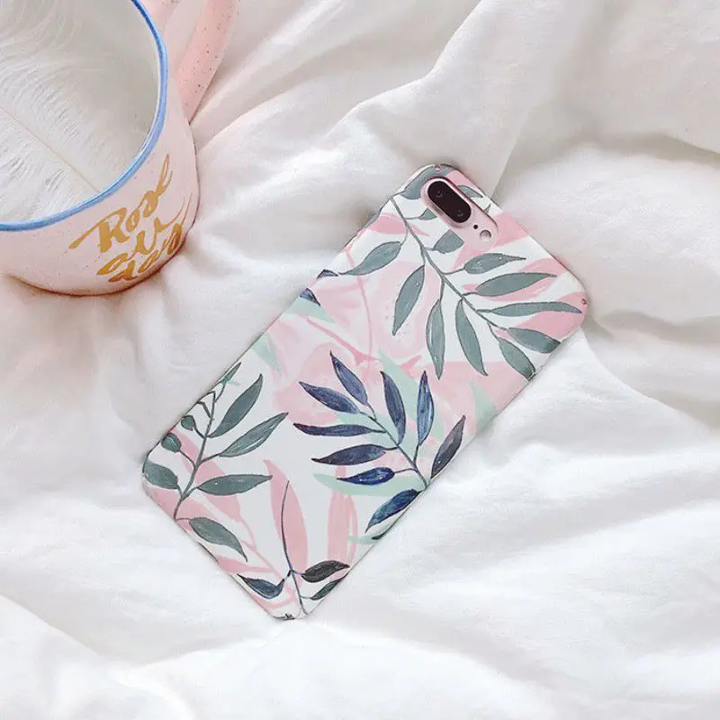 Чехол для телефона из ТПУ с принтом Защитный чехол узором листьев и защитой от