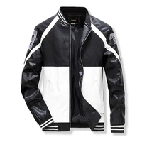 2021 handsome patchwork black leather jacket men trend loose coat man bomber autumn clothes locomotive mens jacket clothes