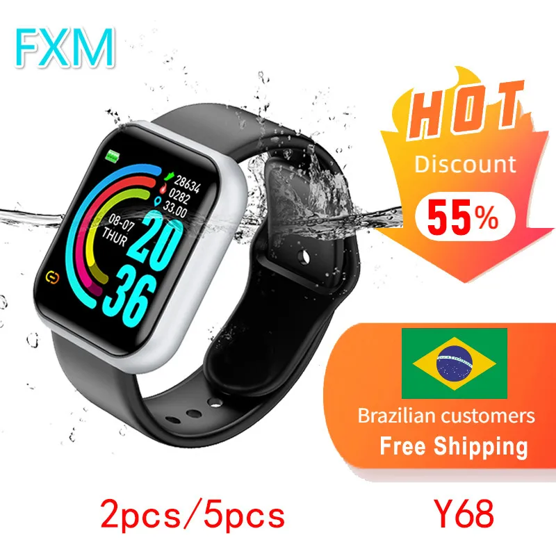 

Оригинальные Смарт-часы Y68, фитнес-трекер D20, спортивный водонепроницаемый пульсометр, мужские Смарт-часы, Прямая поставка