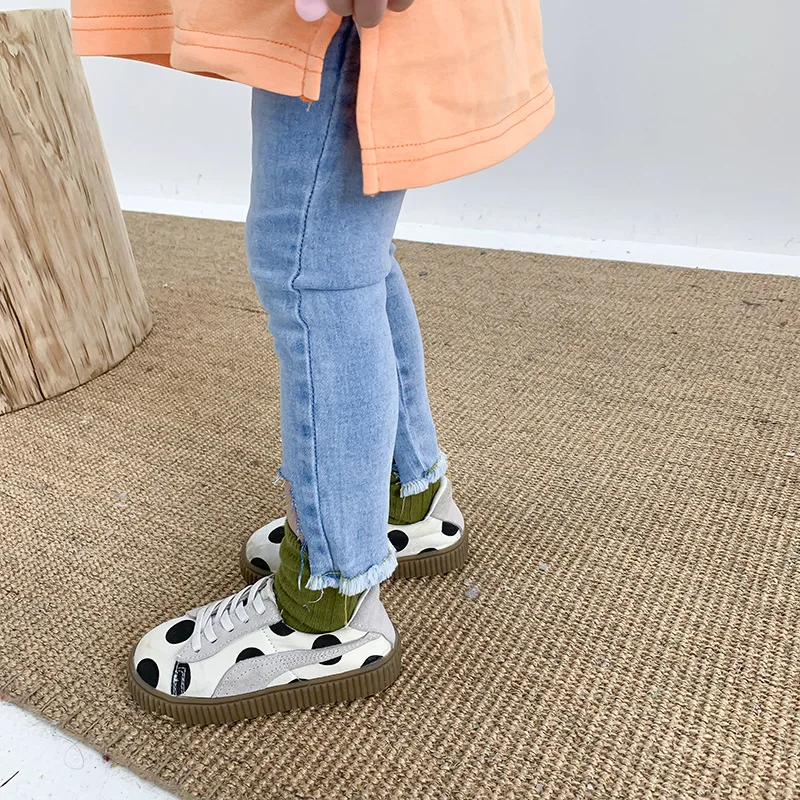 Весенне-летние модные джинсовые штаны для маленьких девочек повседневные