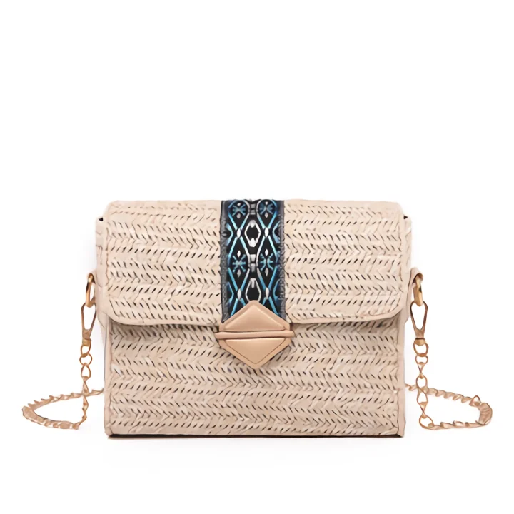 

Square Style bamboo straw woven Handbag Women Summer Rattan Bag Handmade Woven Forest Beach Shoulder Bag leisure New Fashion