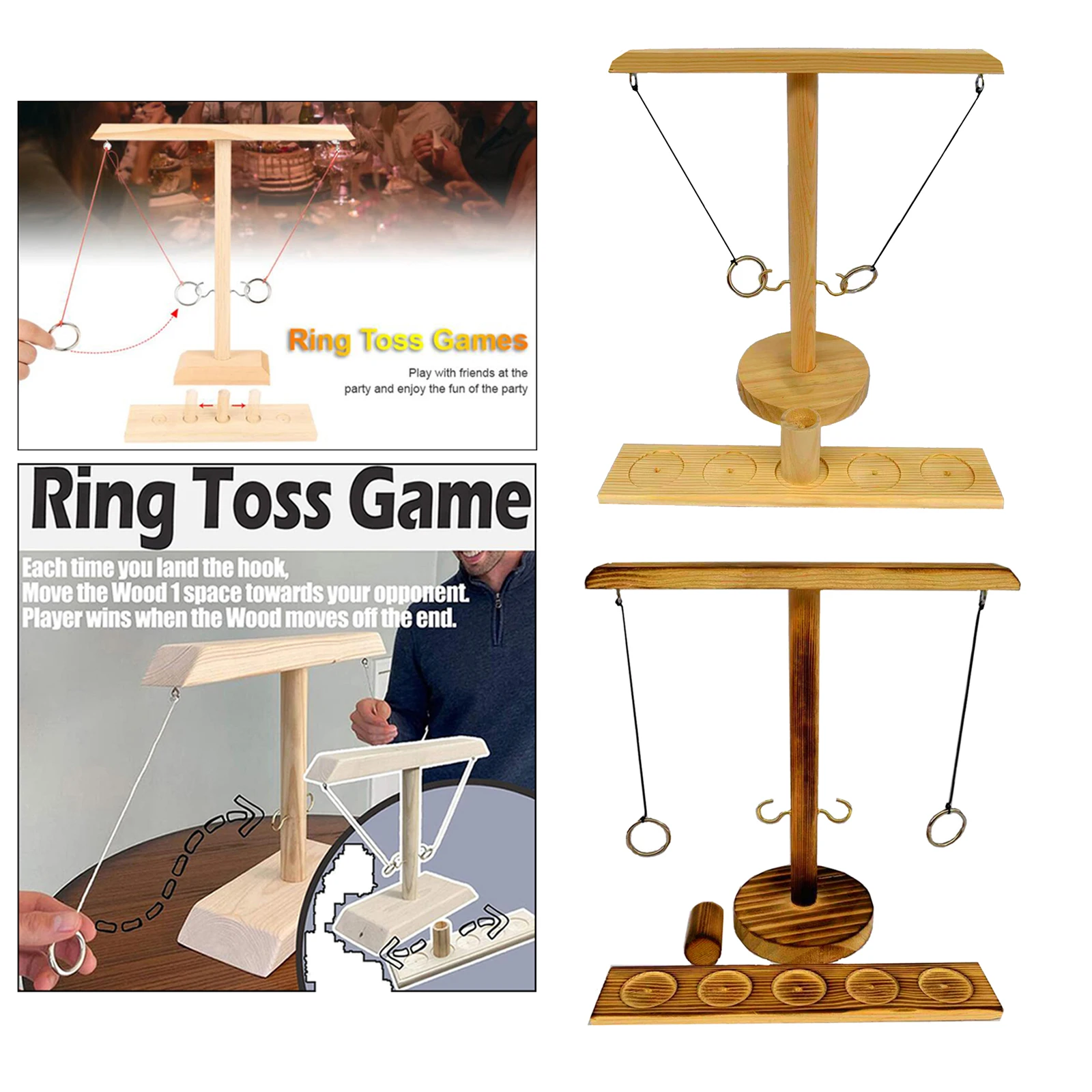 

Ring Toss Game,Kids Adults Wooden Throwing Game,Handheld Games for Home Bars Drinking Craggy Games Toys