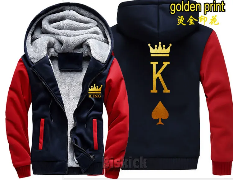 Модное теплое толстое пальто с принтом king queen для мужчин и женщин Зимняя Теплая