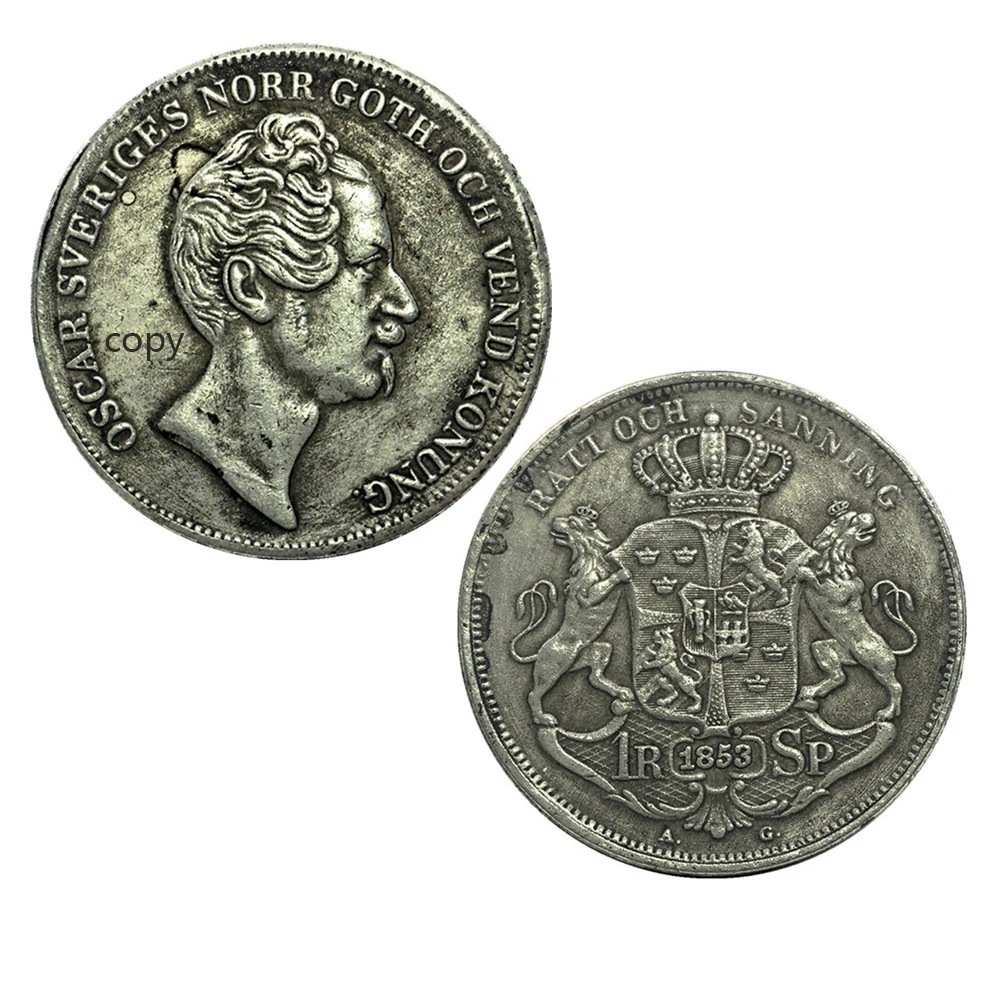 1853 Sweden 22 шт. древняя Хобо копия из никеля евро монета сша Морган Статуя Свободы Серебряная монета долларов американский Орел подарки для мужчин Прямая поставка - Цвет: 1853 Sweden