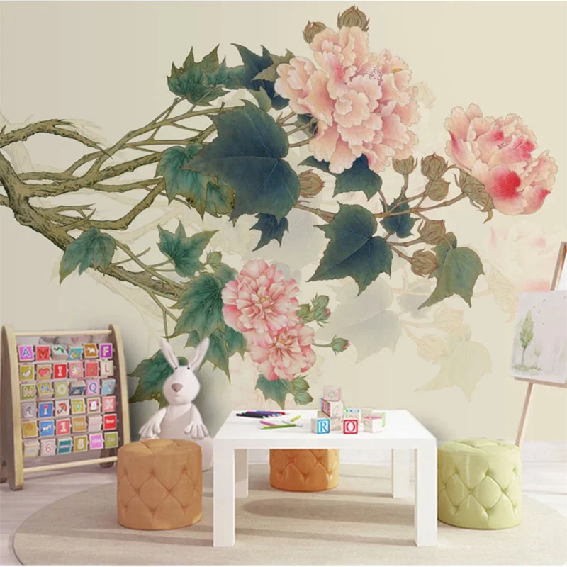 Wellyu индивидуальные обои 3d высокой четкости тщательный Гибискус фон стены