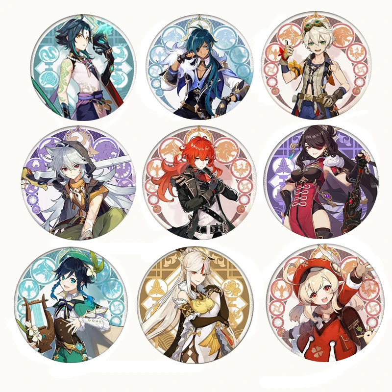 

Genshin Impact Game Pin Anime Figures Diluc Klee Venti Keqing Zhongli Brooches Cute Cartoon Badge Bag Clothes Decoration Jewelry