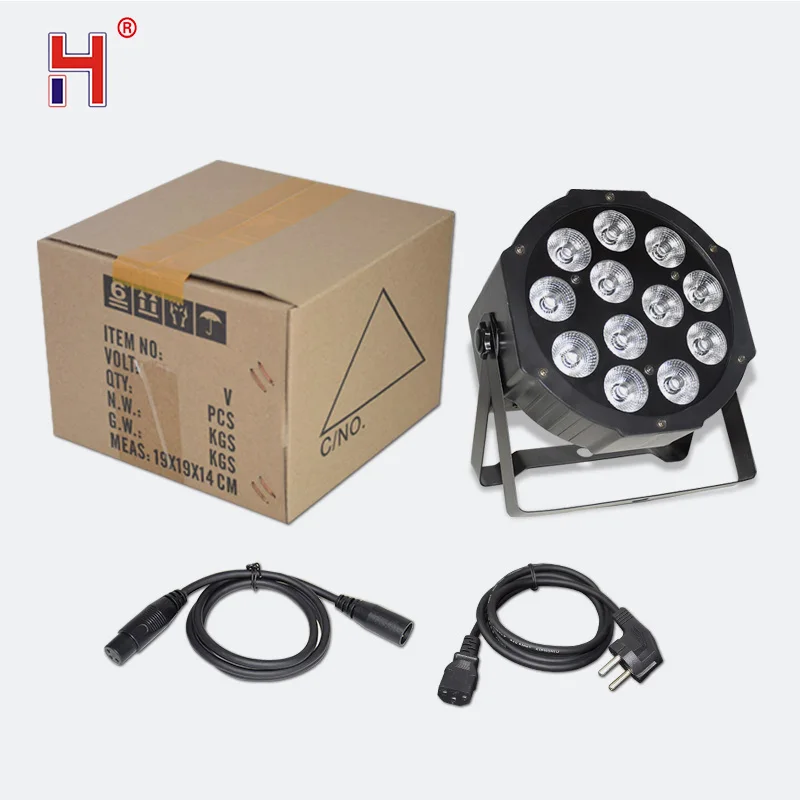 Сценический светодиодный светильник Par DMX 12x12 Вт плоский с эффектом Лиры и RGBW для