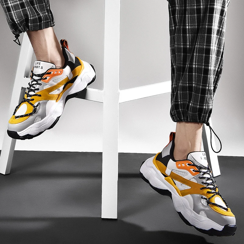 

2021 Men's Fashion Sneakers Rubber Platform Height Increasing Leisure shoes Comfortable Light Outdoor Running Shoes