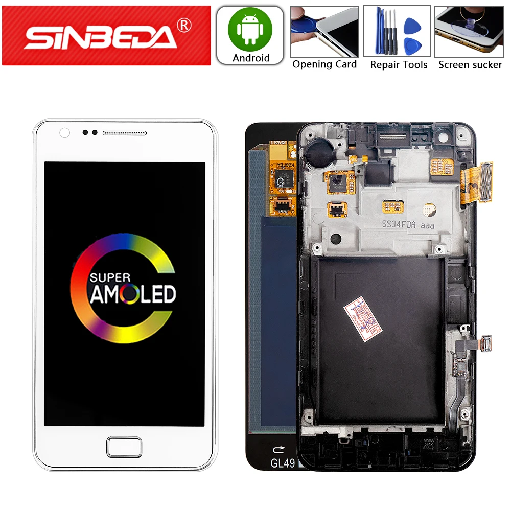 Super AMOLED для SAMSUNG Galaxy S2 i9100 I9100 ЖК дисплей сенсорный экран с рамкой дигитайзер Samsung
