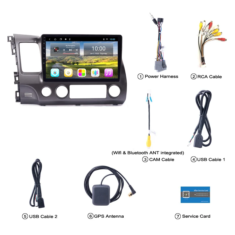 2G RAM Android 10 автомобильный аудиоплеер 1 дюймов для Honda civic 2004-2011 GPS навигация с Playstore
