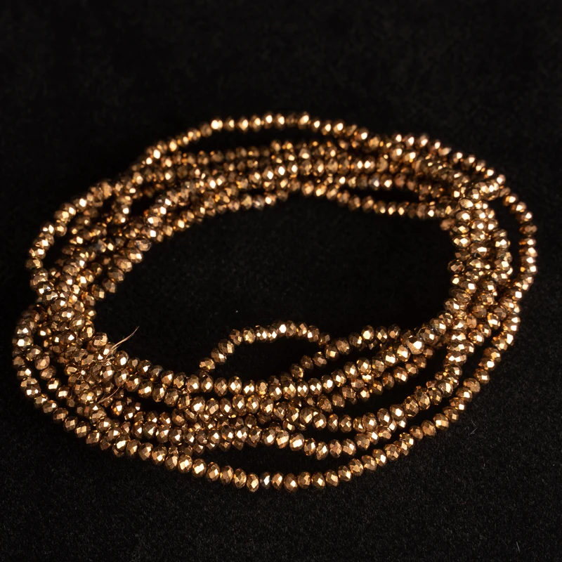 Золотые 190 шт. 2 мм Ронделль Австрийские хрустальные бусины круглые многофасетные стеклянные оптом, ручной работы для создания ювелирных изделий.