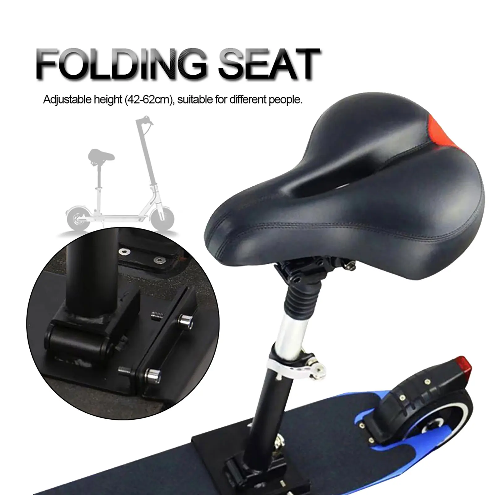 Electric Skateboard Saddle Scooter Foldable Height Adjustable Shock-Absorbing Folding Seat Chair