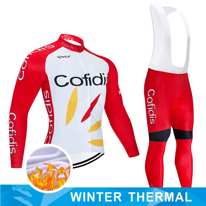 

2021 Team France Winter Cycling Clothing Pants Set MTB Jersey Bicycle Clothes Ropa Ciclismo Thermal Fleece Mens Cycling Wear