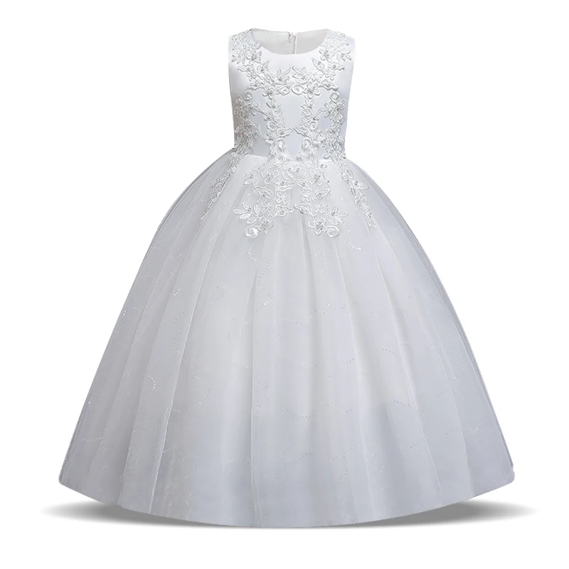 

White Bridesmaid Dress Kids Dresses For Girls Children Long Princess Dress Wedding Vestidos Girl Party Dress 4 10 12 Years
