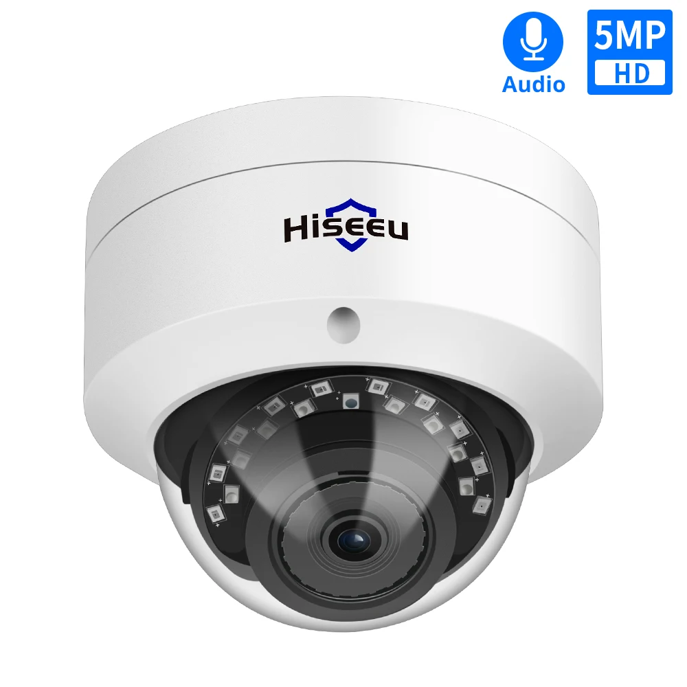 

Hiseeu 5MP Explosion-proof POE IP Camera Audio H.265 Dome Home Indoor Outdoor Surveillance Security Camera CCTV Video for NVR