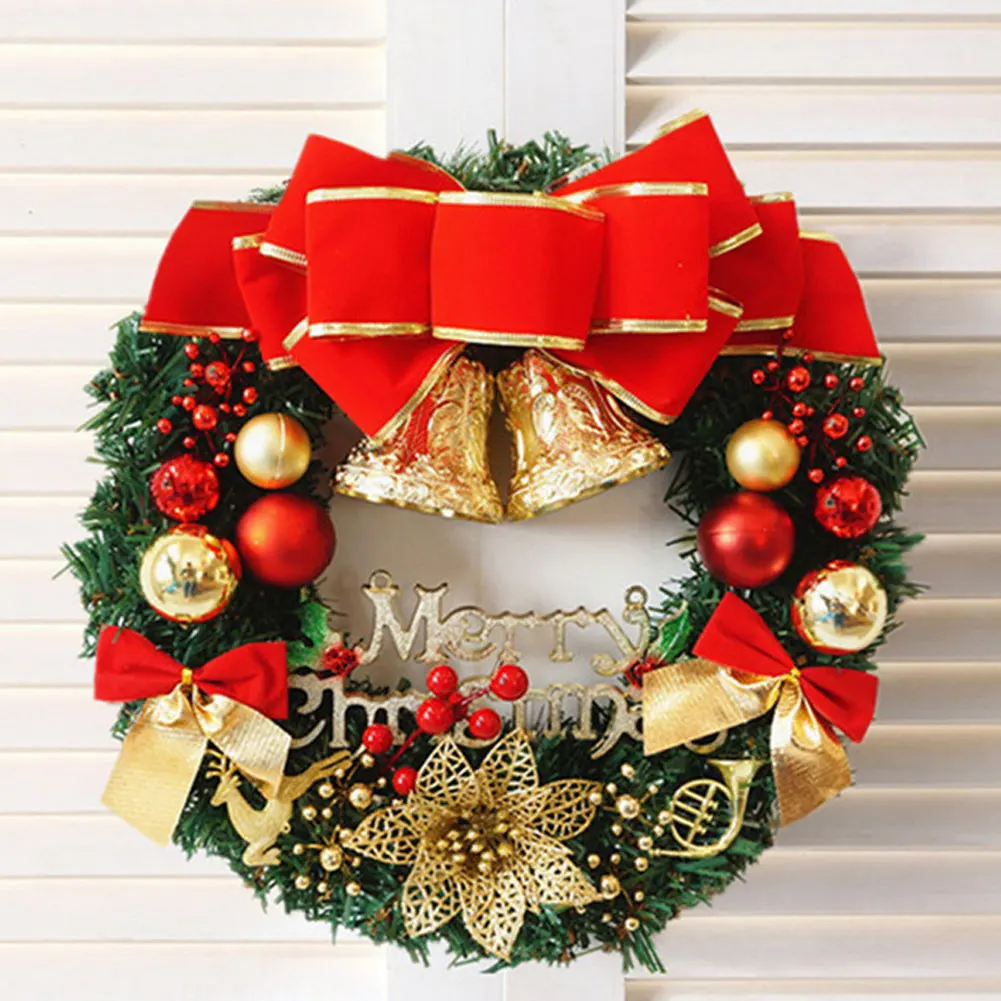 

Christmas Wreath With Letter And Bell Christmas Decoration Door Wall Hanging Ornament Xmas Garland Gift Holiday Decoration