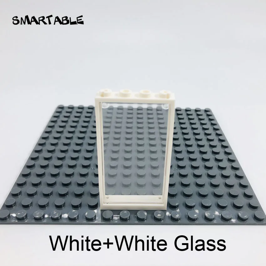 White with white Умная оконная дверная рама 1x4x6 строительные блоки MOC части со стеклянными игрушками для детей дом совместим все бренды город 20 шт./лот - Цвет: White with white