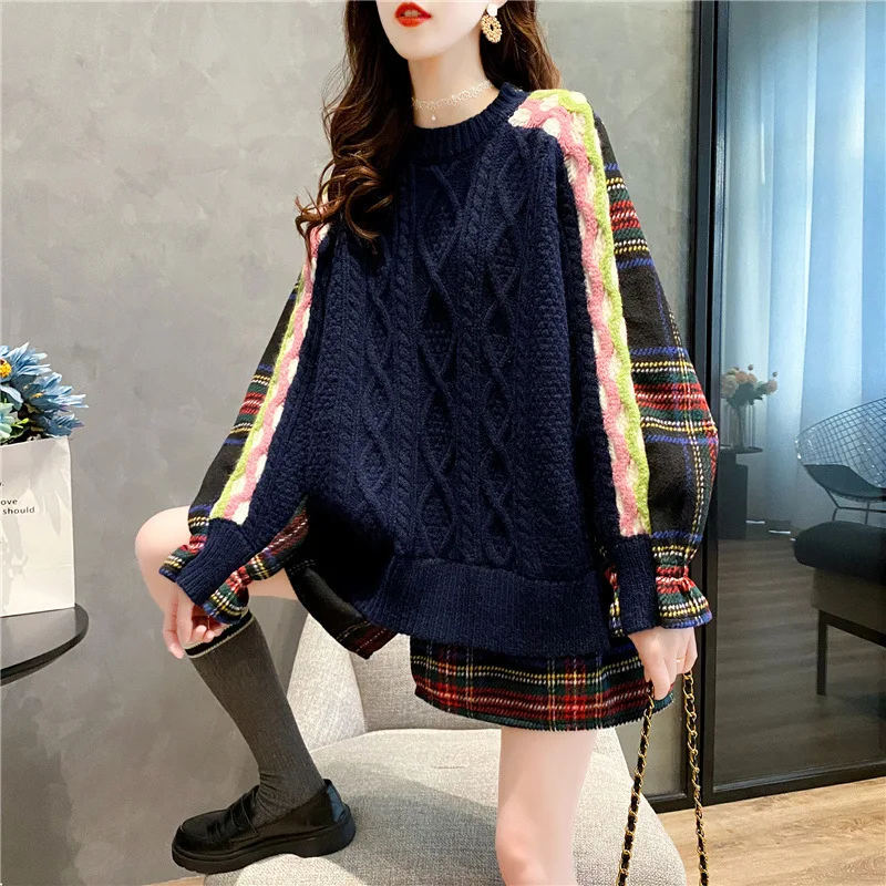 

2021 new fashion women's clothing Patchwork sweater women woman sweaters