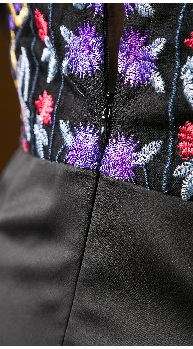 

Vestidos De Fiesta 2020 Summer Party Vintage Women Sexy Tull Mesh Embroidery Patchwork Short Sleeve Knee-Length Bodycon Dress XL