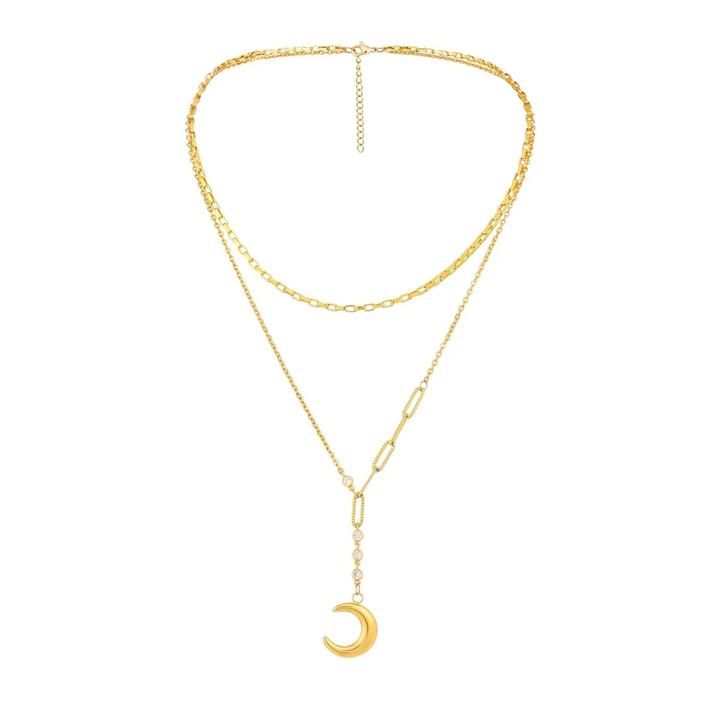 

Vintage Multilayer Pendant Necklace for Women Gold Color Moon Necklaces Fashion Party Charm Jewelry Accessories For Women