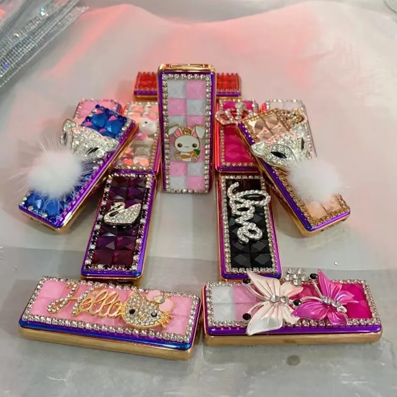 

Lady Lighter Rechargeable Cigarette Lighter Lipstick Lighter Gorgeous Female Cute Cartoon Handmade Diamond Ladies Gift