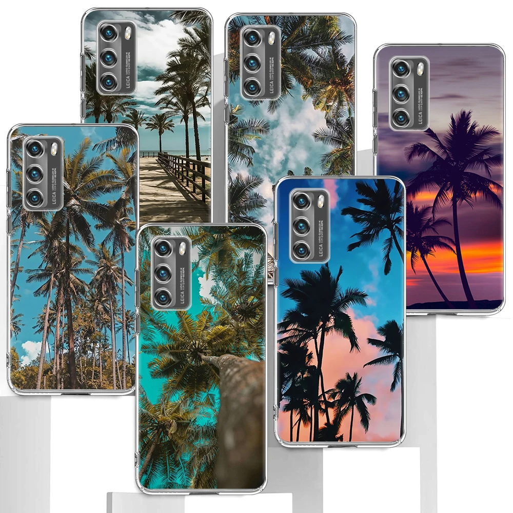 Чехол Aloha с пальмами для Huawei P Smart 2021 Z P30 Y6 P40 P20 Lite P50 Y7 2019 Honor 8X 20 Pro прозрачный мягкий