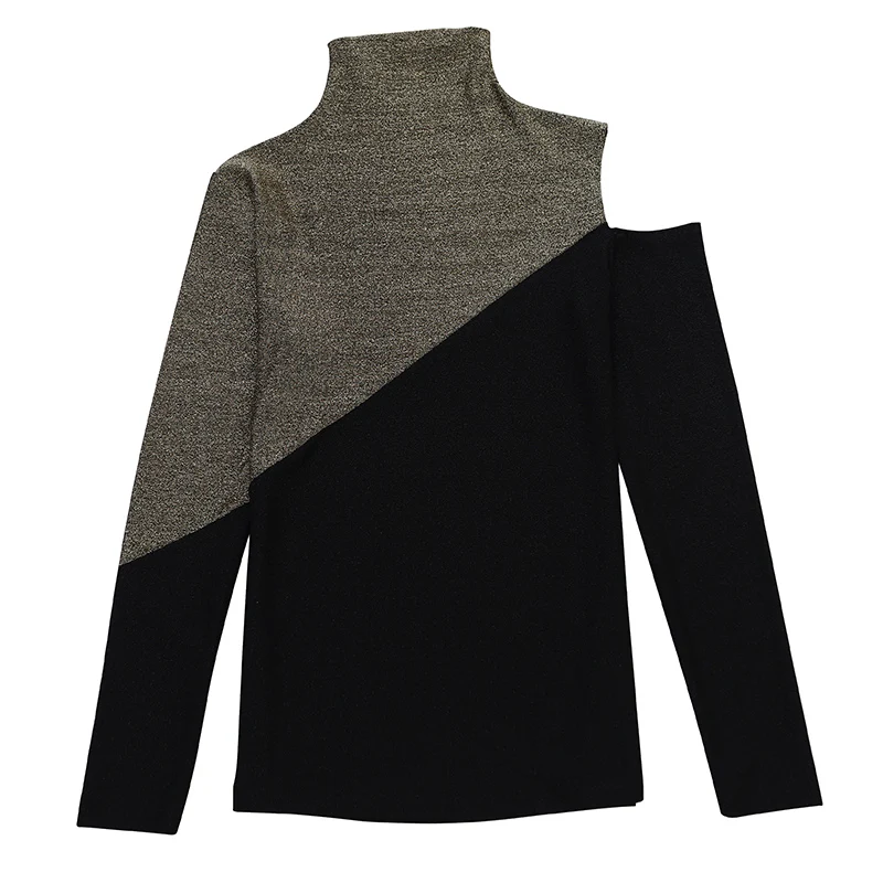 Европейская Новая Осенняя модная цветная водолазка с длинными рукавами футболка