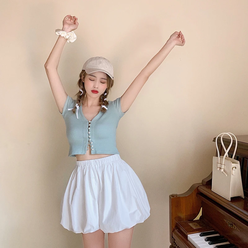 

New Casual Fashion V-neck Short Knitted Sweaters Women Thin Cardigan Fashion Sleeve Sun Protection Crop knitting Top Y360
