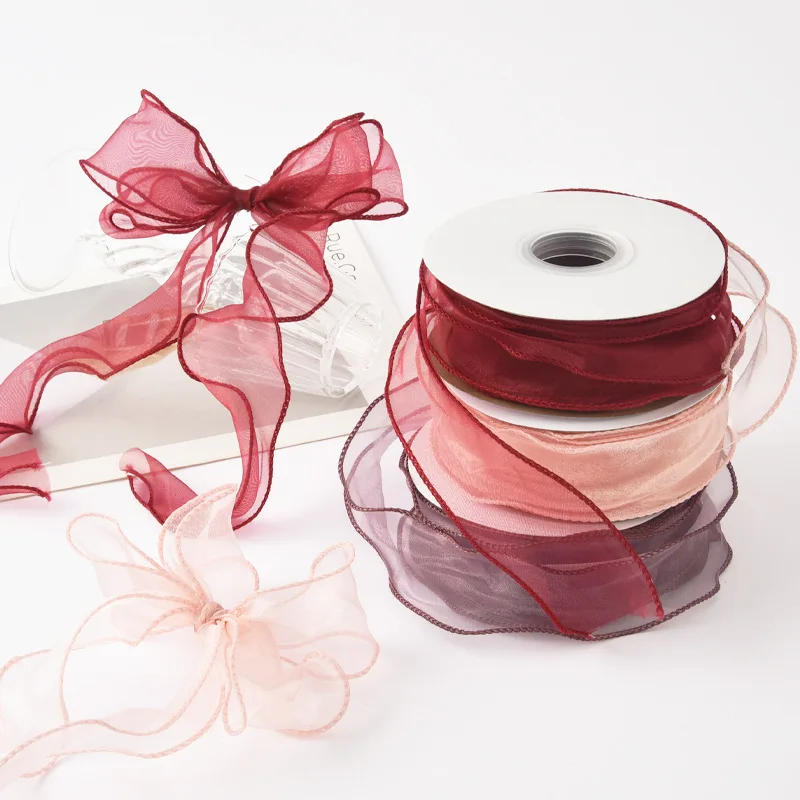 

10 Yards 40mm Wave Silk Organza Ribbon for Wedding Christmas Gift Wrapping Decoration Chiffon Ribbons DIY Bows Hair Ornaments