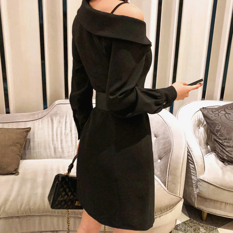 

spring autumn cute fashion sexy formal dress new arrival high quality elegant vintage work style double breasted a-line dress