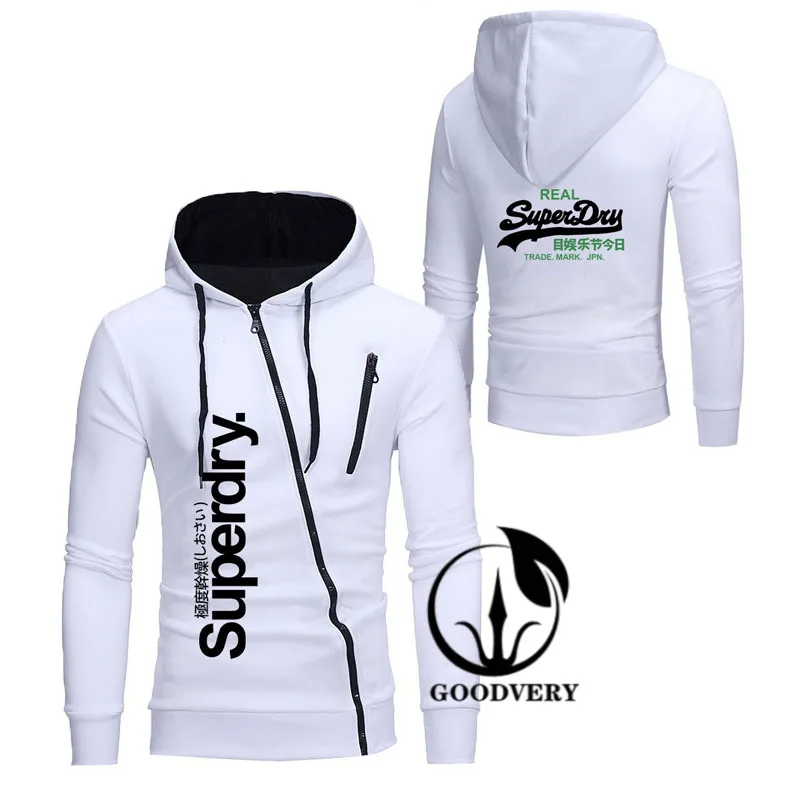 

Мужская толстовка со скошенной молнией, Мужская модная спортивная куртка, Повседневная однотонная Толстовка