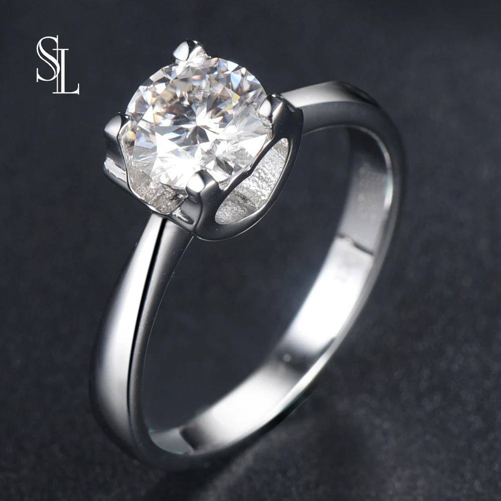 

SL 925 пробы Серебряное кольцо с драгоценными камнями, кольца муасанит бриллианты, для женщин подарок