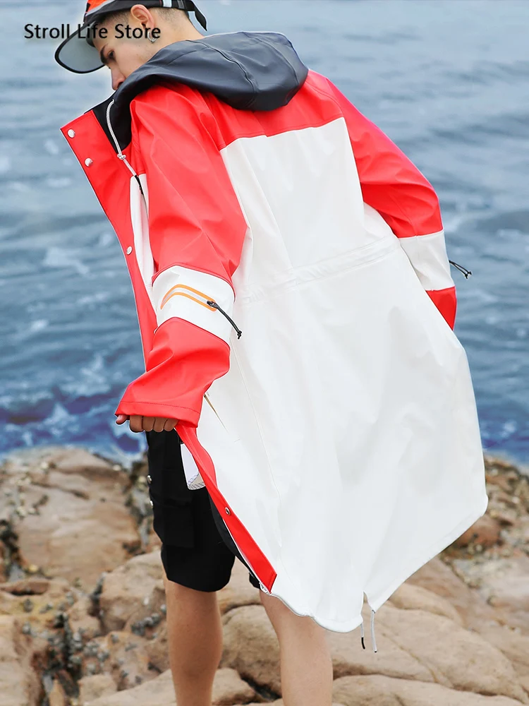 Водонепроницаемый длинный дождевик женский розовый Тренч длинная уличная