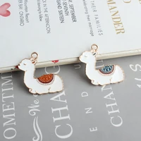 10pcslot gold color charms cute alpaca charms pendant for diy jewelry making accessories lovely enamel charm bracelets charms